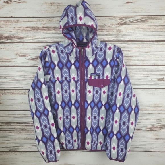 Patagonia Synchilla Womens Small Blue Pine Patch: Lupine Snap-T Hooded Jacket - Picture 1 of 13